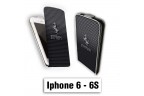 Etui cuir à rabat vertical Iphone 6 6S Logo Ferrari Effet Metal