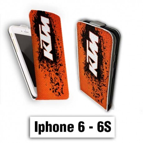 Etui cuir à rabat vertical Iphone 6 6S logo Ktm Cross